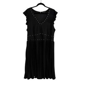 Eloquii Black Pleated Silver Studded Midi Dress Women's Plus Size 22